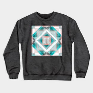 Hand Made Edited Pencil Geometry in Light Turquise on Asphalt Crewneck Sweatshirt